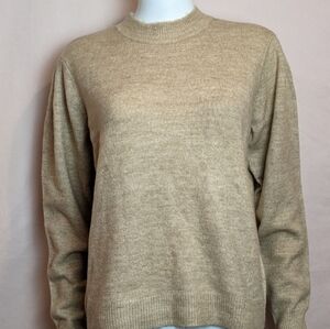YAS Neutral Wool Blend High Neck Ribbed Hem Sweater size Large